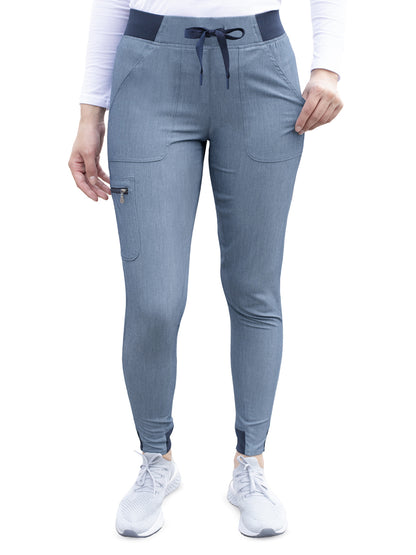 Women's Yoga Jogger Scrub Pant - P7104 - Heather Navy