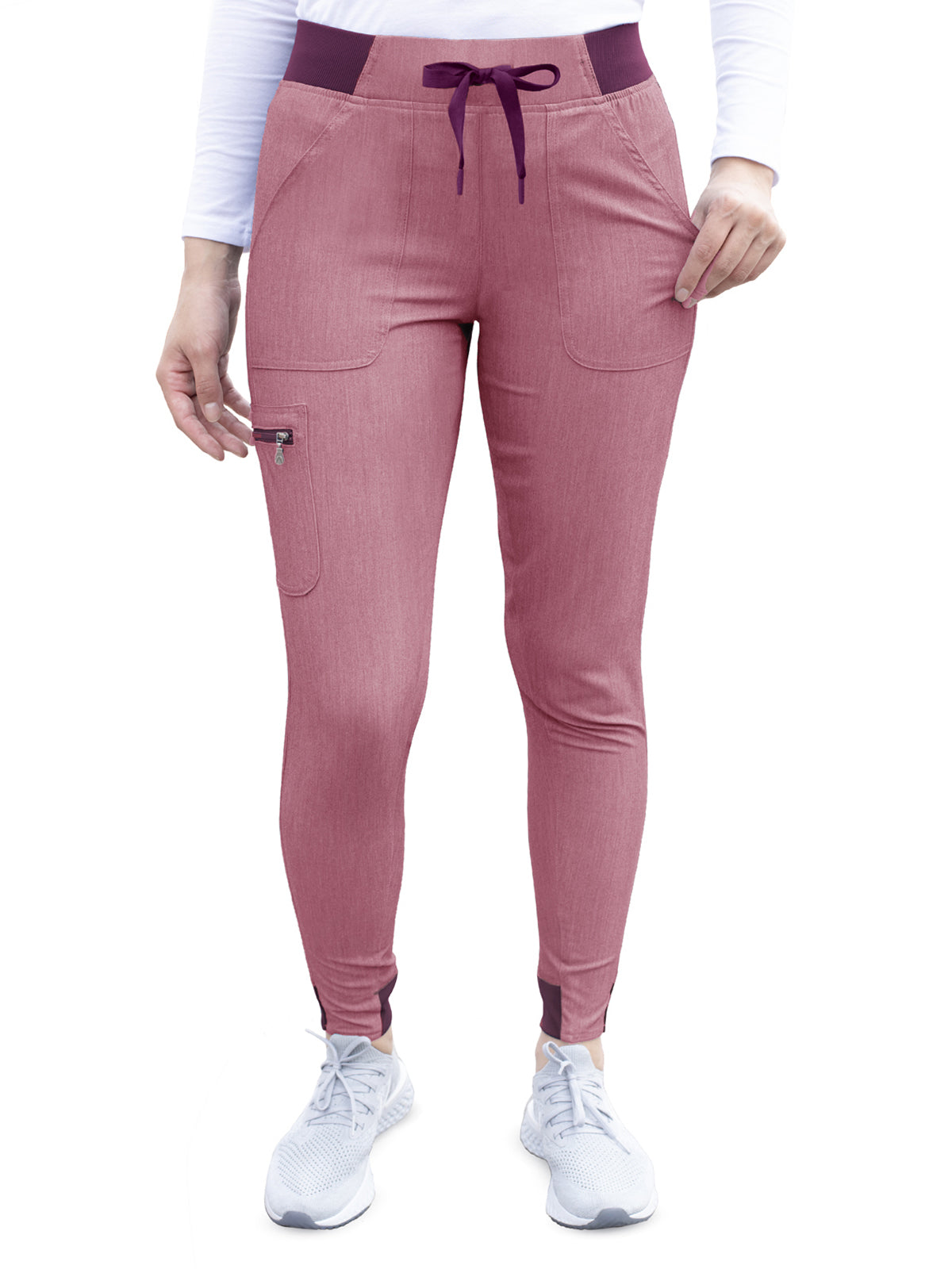 Women's Yoga Jogger Scrub Pant - P7104 - Heather Wine