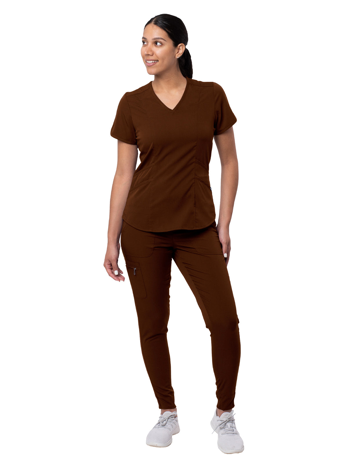 Women's Modern Athletic Jogger Scrub Set - P9500 - Coffee