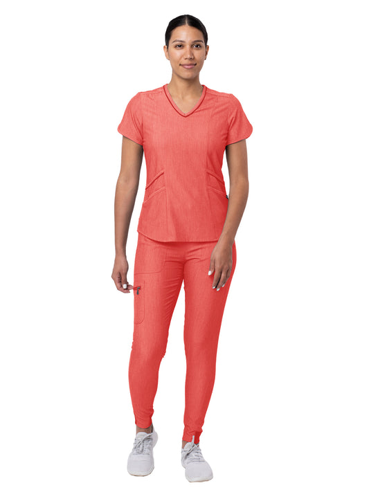 Women's Modern Athletic Jogger Scrub Set - P9500 - Heather Apple