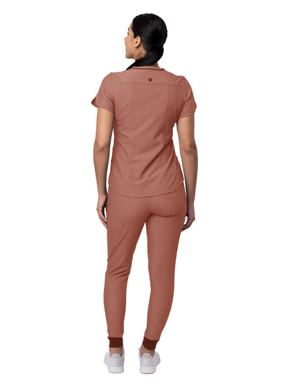 Women's Modern Athletic Jogger Scrub Set - P9500 - Heather Coffee