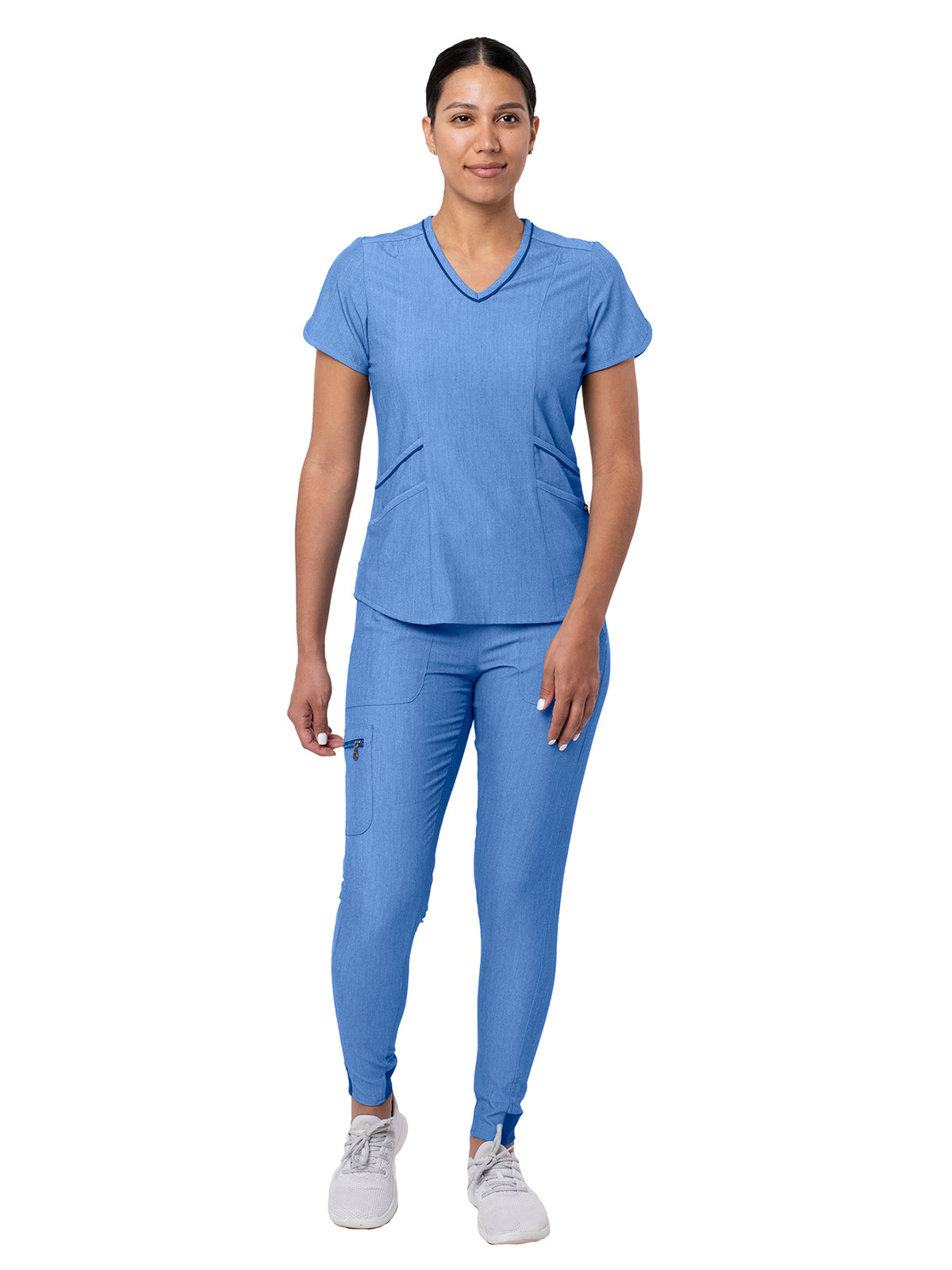 Women's Modern Athletic Jogger Scrub Set - P9500 - Heather French Blue