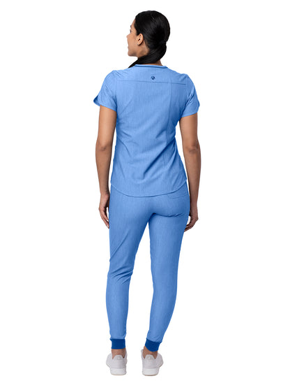 Women's Modern Athletic Jogger Scrub Set - P9500 - Heather French Blue