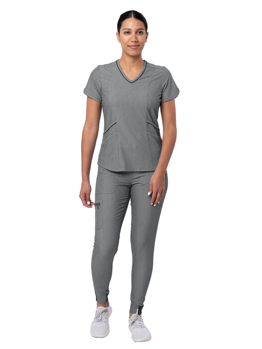 Women's Modern Athletic Jogger Scrub Set - P9500 - Heather Grey