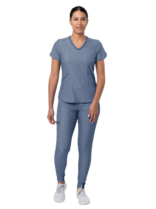 Women's Modern Athletic Jogger Scrub Set - P9500 - Heather Navy