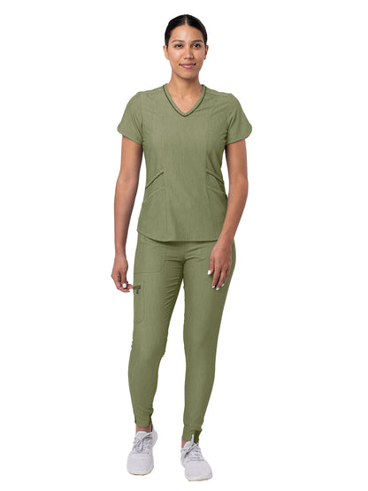 Women's Modern Athletic Jogger Scrub Set - P9500 - Heather Olive