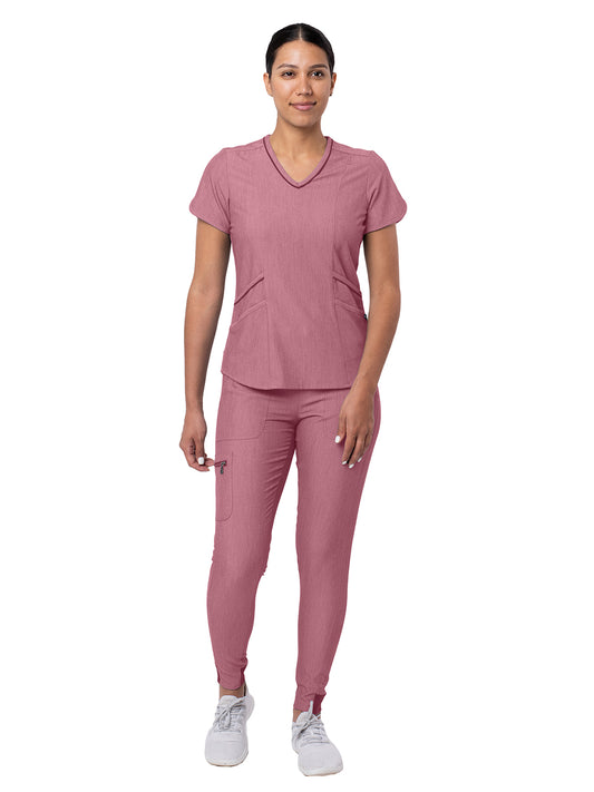 Women's Modern Athletic Jogger Scrub Set - P9500 - Heather Wine