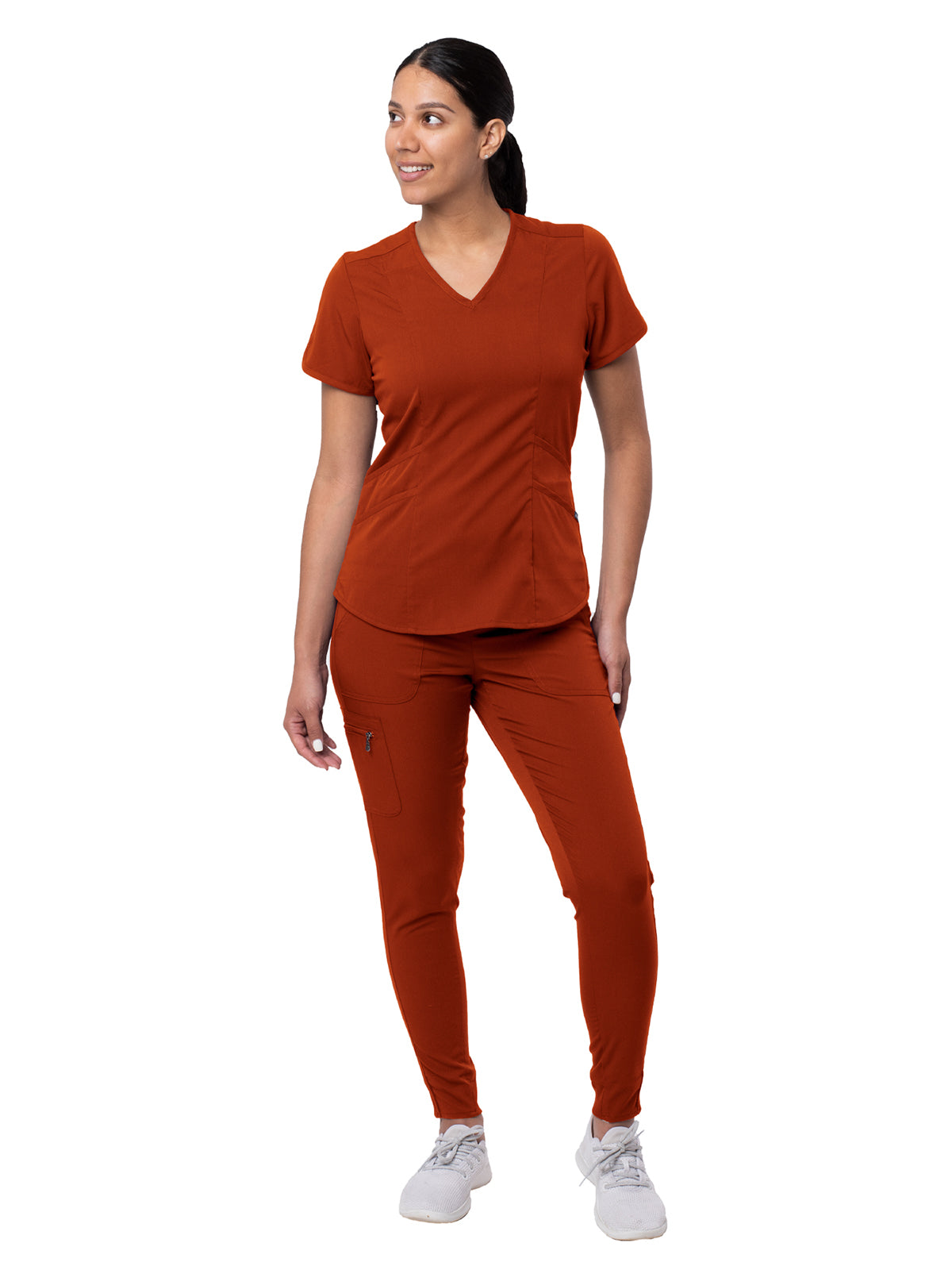 Women's Modern Athletic Jogger Scrub Set - P9500 - Red Ochre