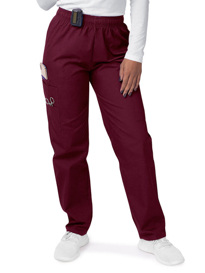 Women's Elastic Drawstring Cargo Pant - S8200 - Burgundy