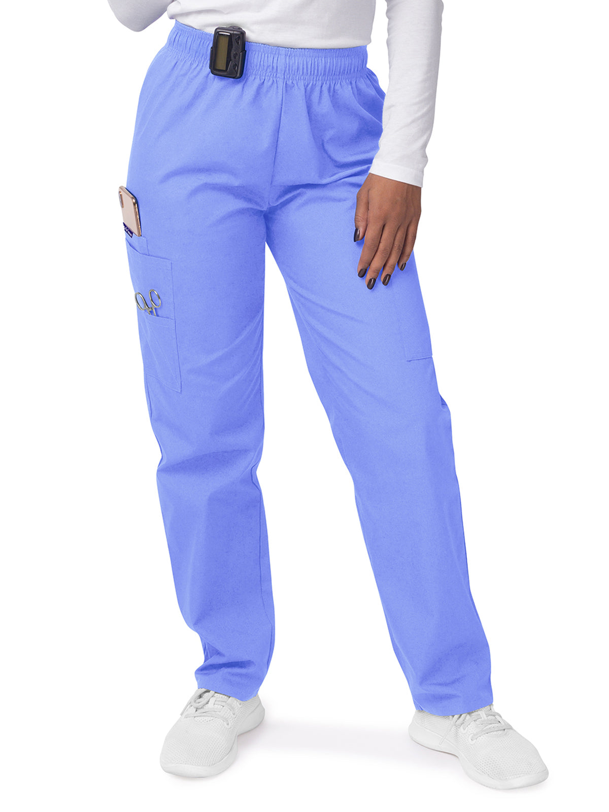 Women's Elastic Drawstring Cargo Pant - S8200 - Ceil Blue