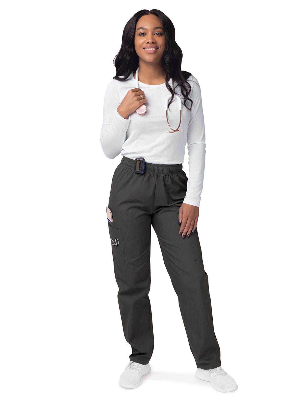 Women's Elastic Drawstring Cargo Pant - S8200 - Charcoal