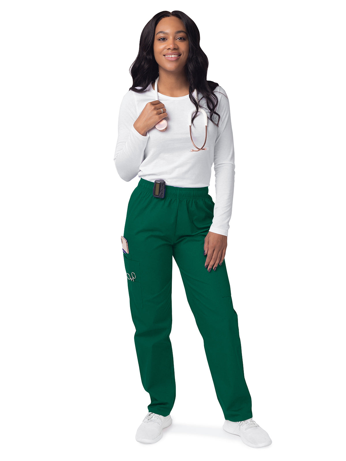 Women's Elastic Drawstring Cargo Pant - S8200 - Hunter Green