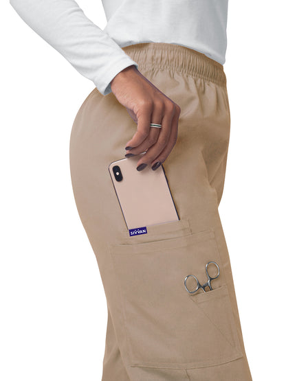 Women's Elastic Drawstring Cargo Pant - S8200 - Khaki