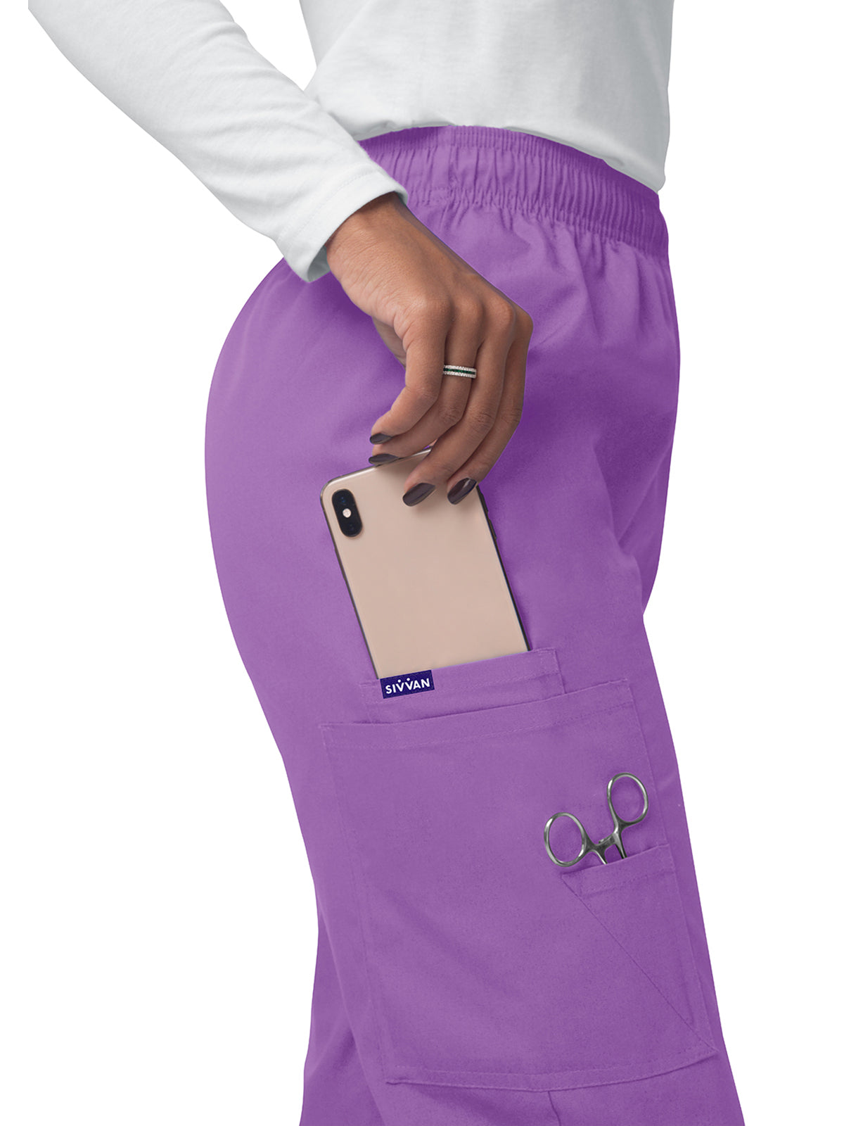 Women's Elastic Drawstring Cargo Pant - S8200 - Lavender