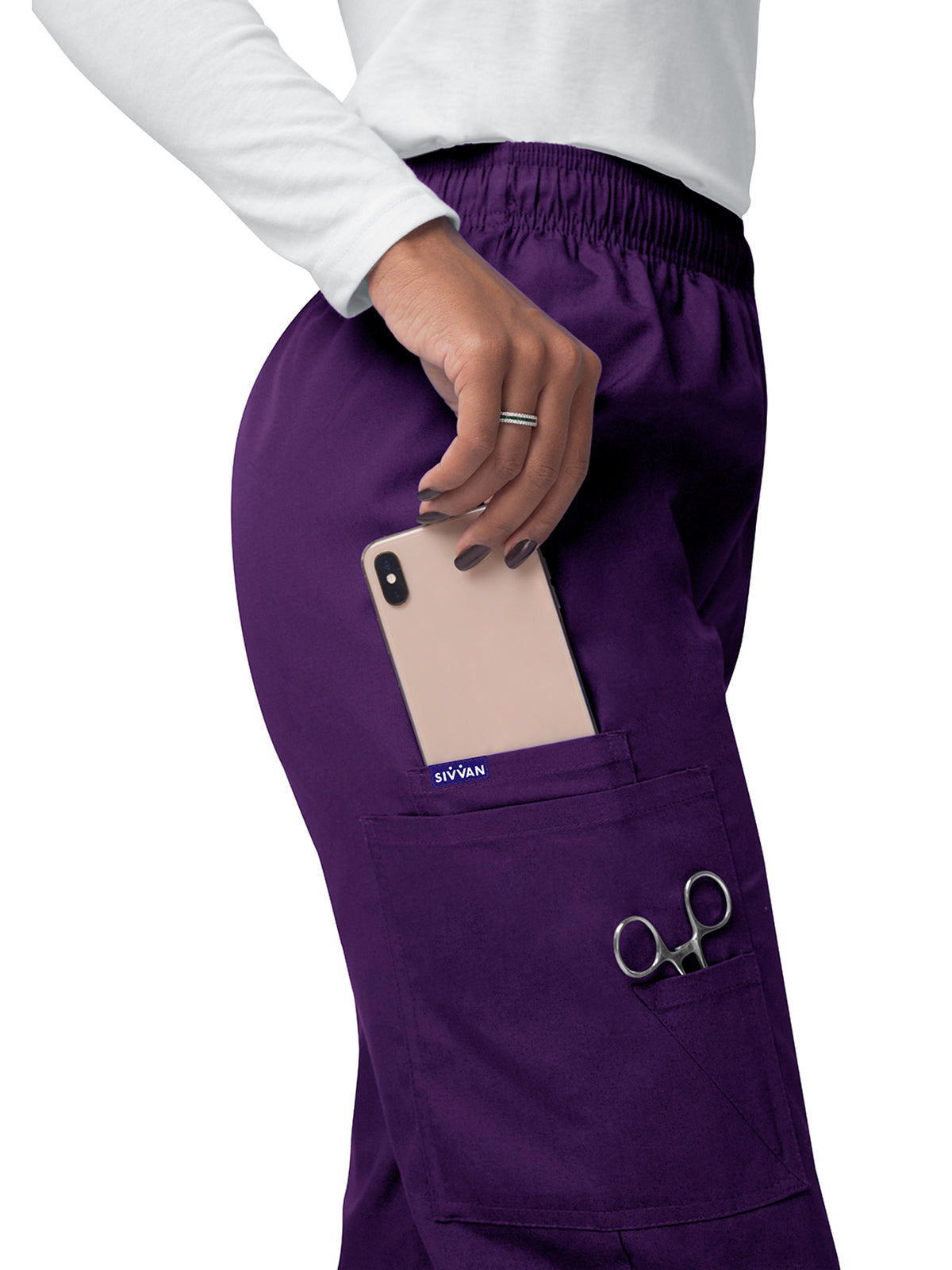 Women's Elastic Drawstring Cargo Pant - S8200 - Purple