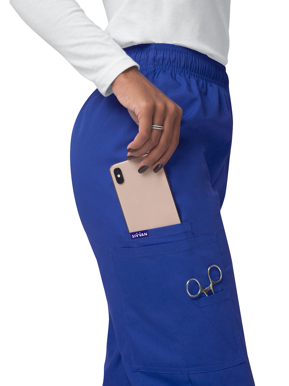 Women's Elastic Drawstring Cargo Pant - S8200 - Royal Blue