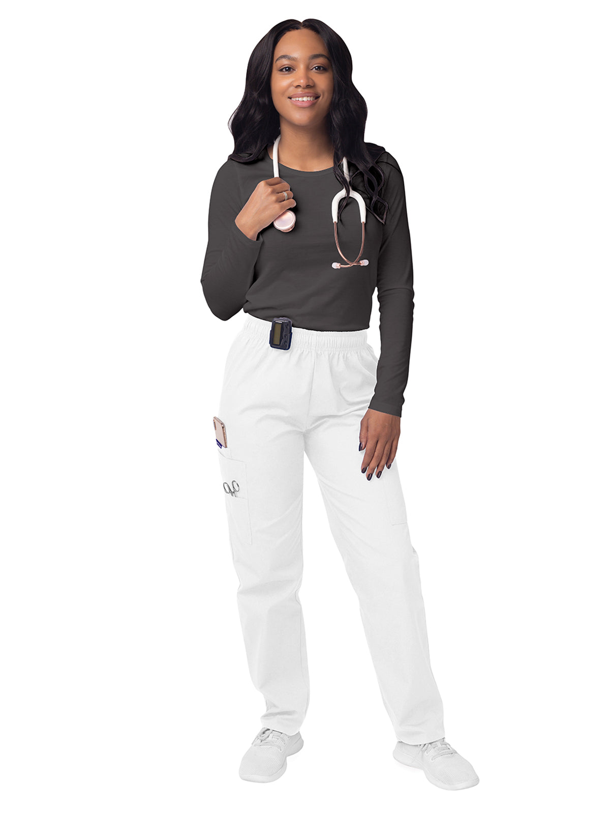 Women's Elastic Drawstring Cargo Pant - S8200 - White