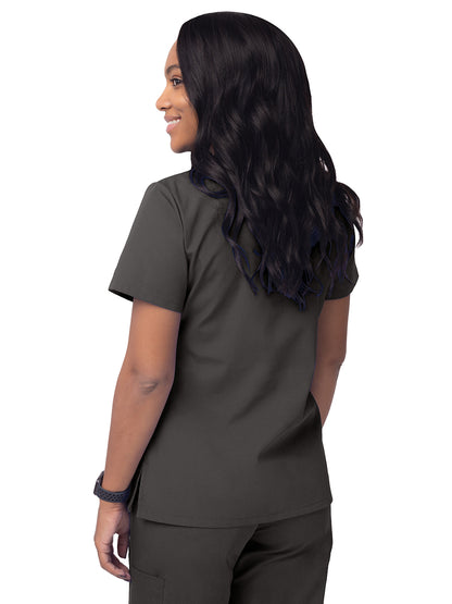 Women's Mock Wrap Top - S8302 - Charcoal