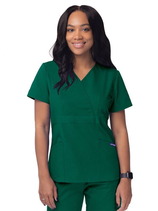 Women's Mock Wrap Top - S8302 - Hunter Green