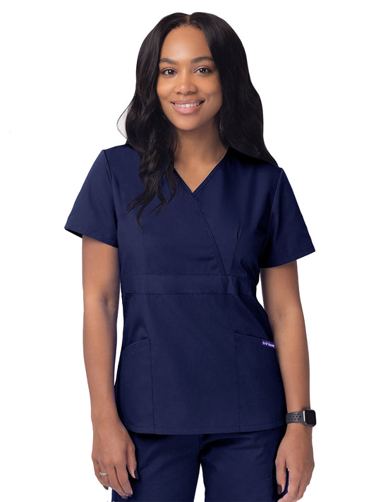 Women's Mock Wrap Top - S8302 - Navy