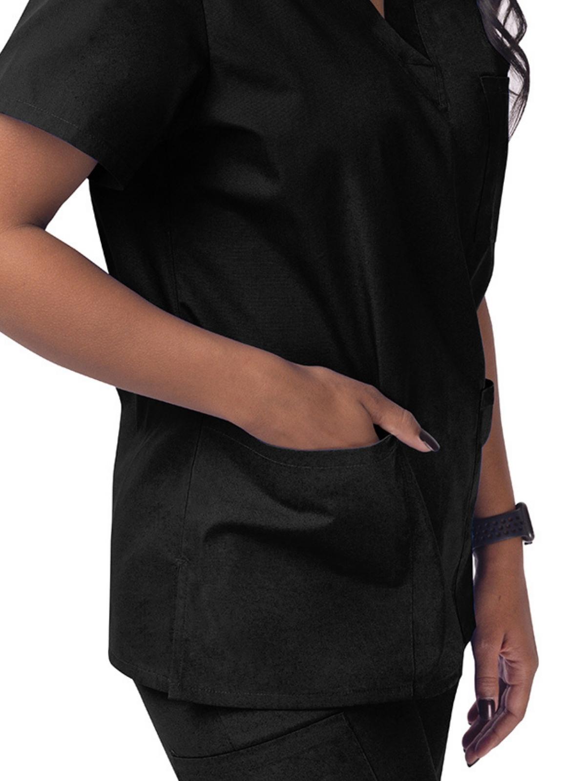 Unisex V-Neck 3 Pocket Top - S8304 - Black