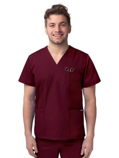 Unisex V-Neck 3 Pocket Top - S8304 - Burgundy