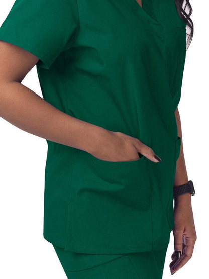 Unisex V-Neck 3 Pocket Top - S8304 - Hunter Green