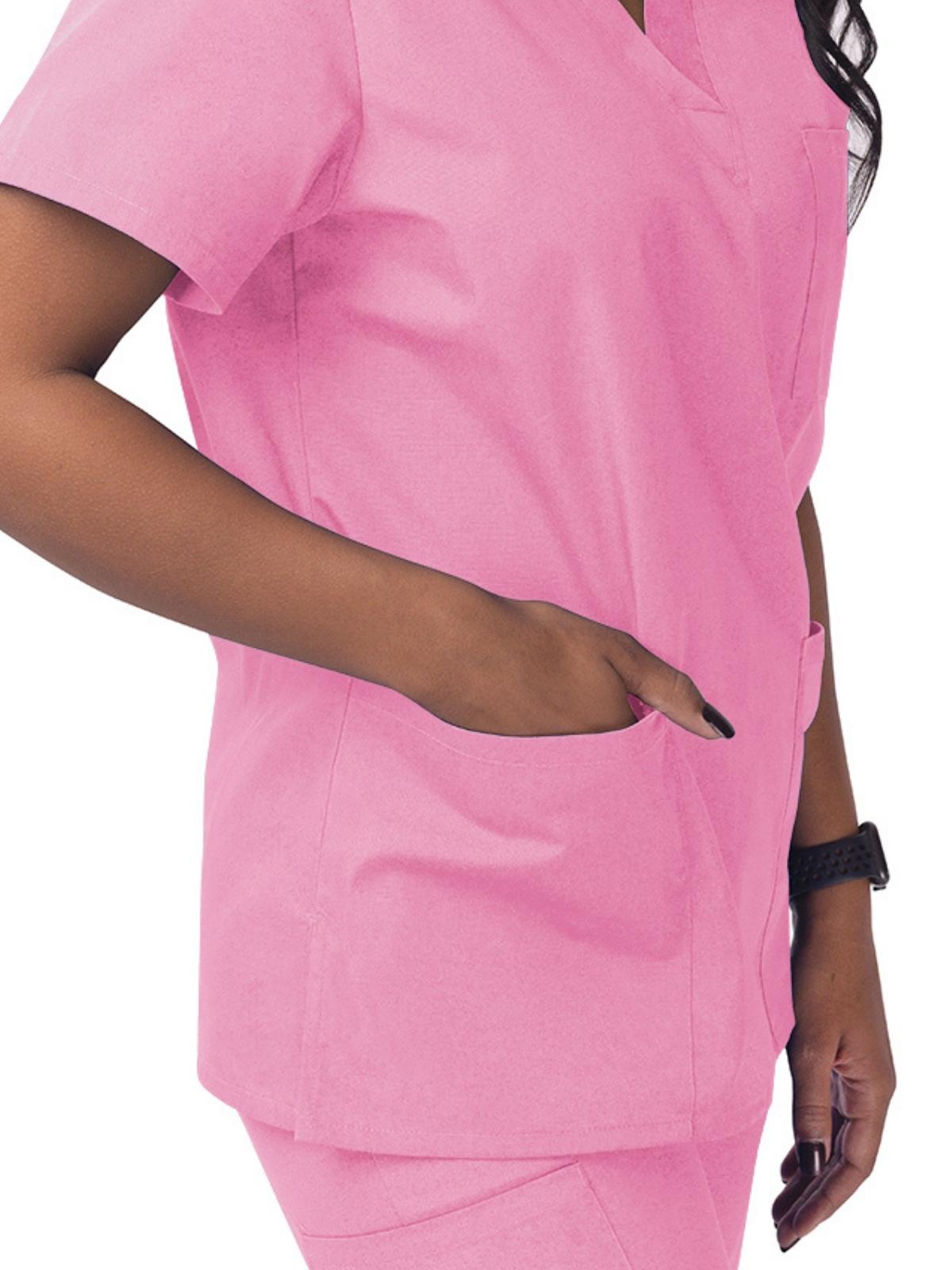 Unisex V-Neck 3 Pocket Top - S8304 - Sherbet