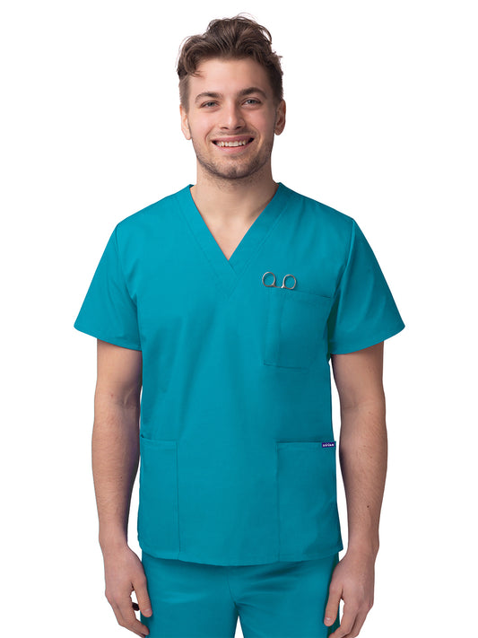 Unisex V-Neck 3 Pocket Top - S8304 - Teal Blue