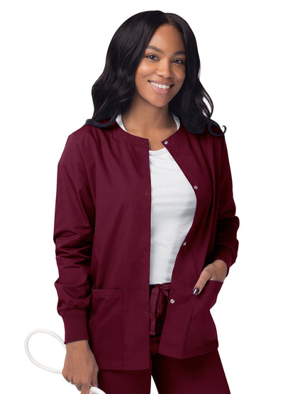 Women's Warm-Up Snap Close Jacket - S8306 - Burgundy