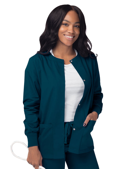 Women's Warm-Up Snap Close Jacket - S8306 - Caribbean Blue