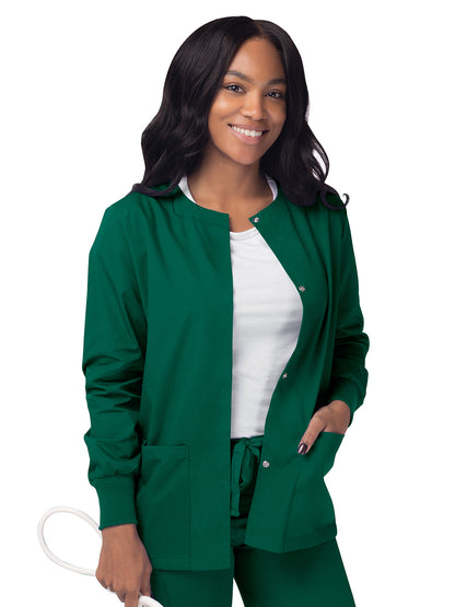 Women's Warm-Up Snap Close Jacket - S8306 - Hunter Green