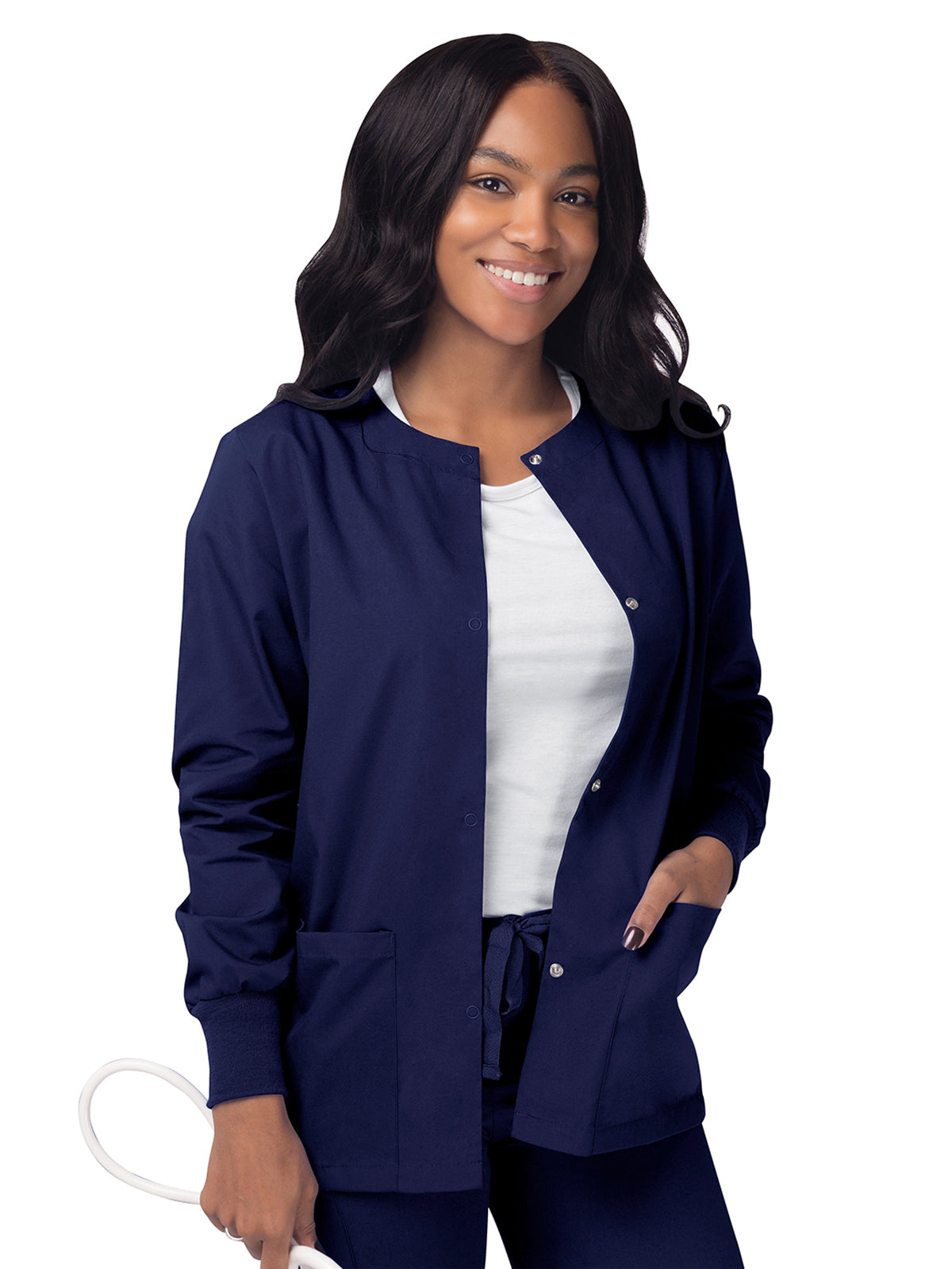 Women's Warm-Up Snap Close Jacket - S8306 - Navy