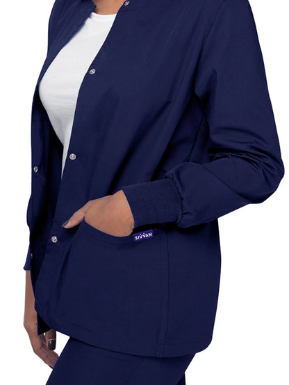 Women's Warm-Up Snap Close Jacket - S8306 - Navy