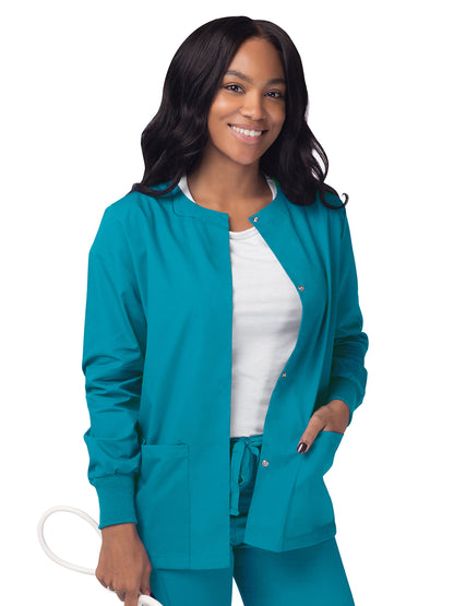 Women's Warm-Up Snap Close Jacket - S8306 - Teal Blue