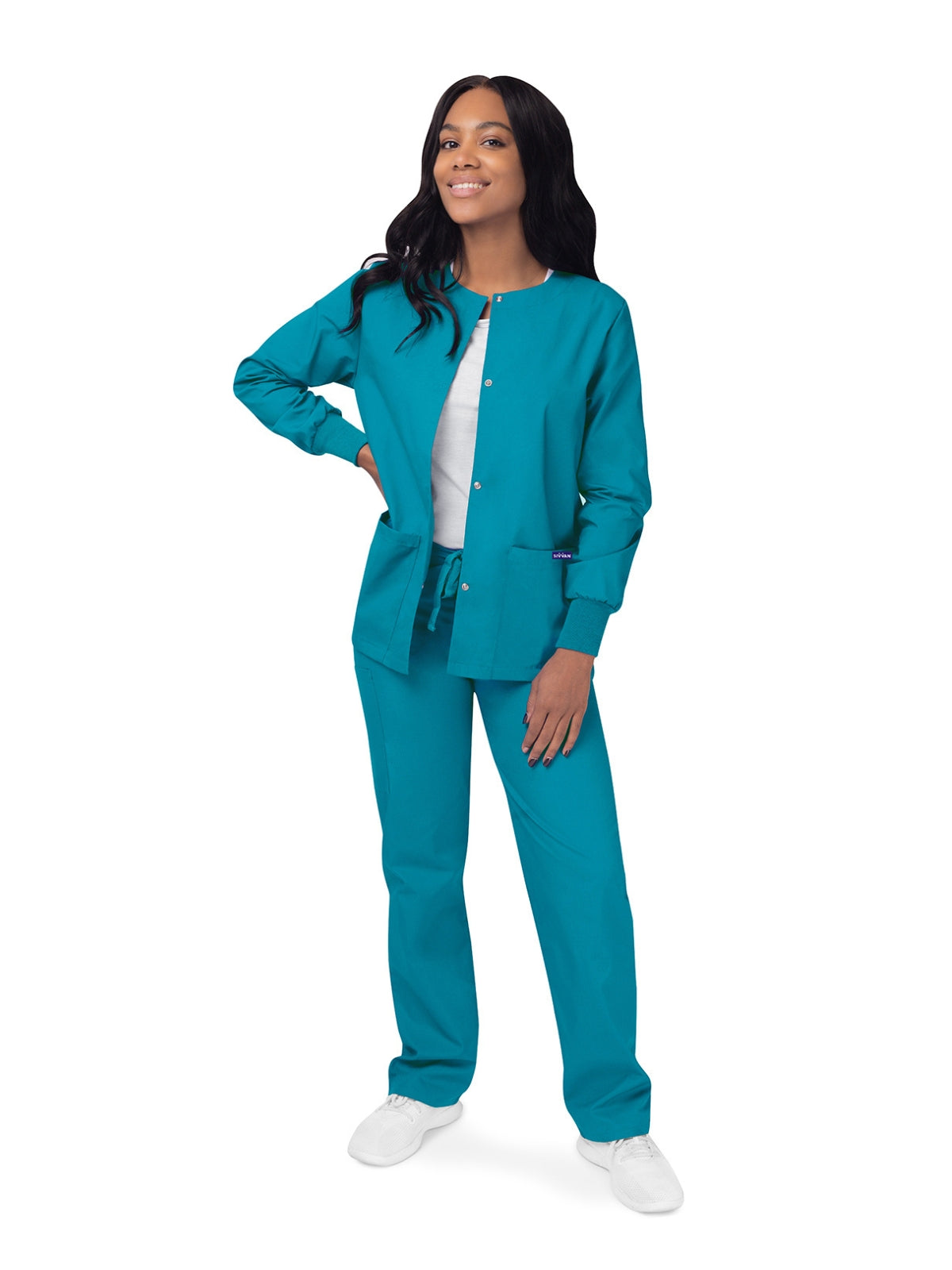 Women's Warm-Up Snap Close Jacket - S8306 - Teal Blue