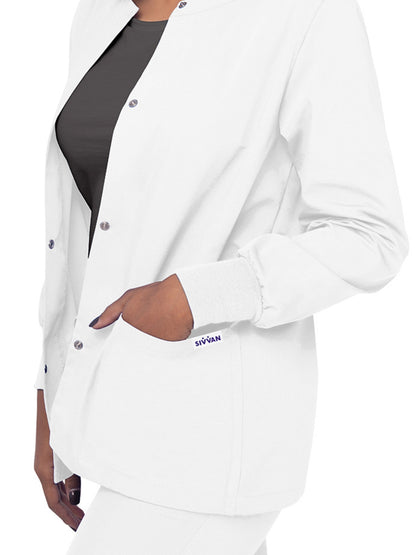 Women's Warm-Up Snap Close Jacket - S8306 - White