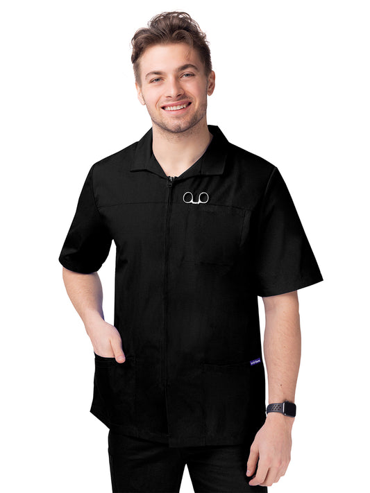 Men's Short Sleeve Zippered Jacket - S8308 - Black