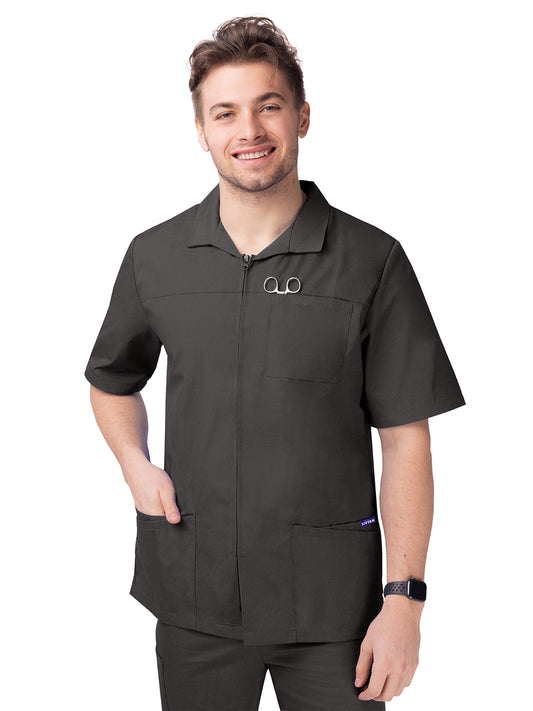 Men's Short Sleeve Zippered Jacket - S8308 - Charcoal