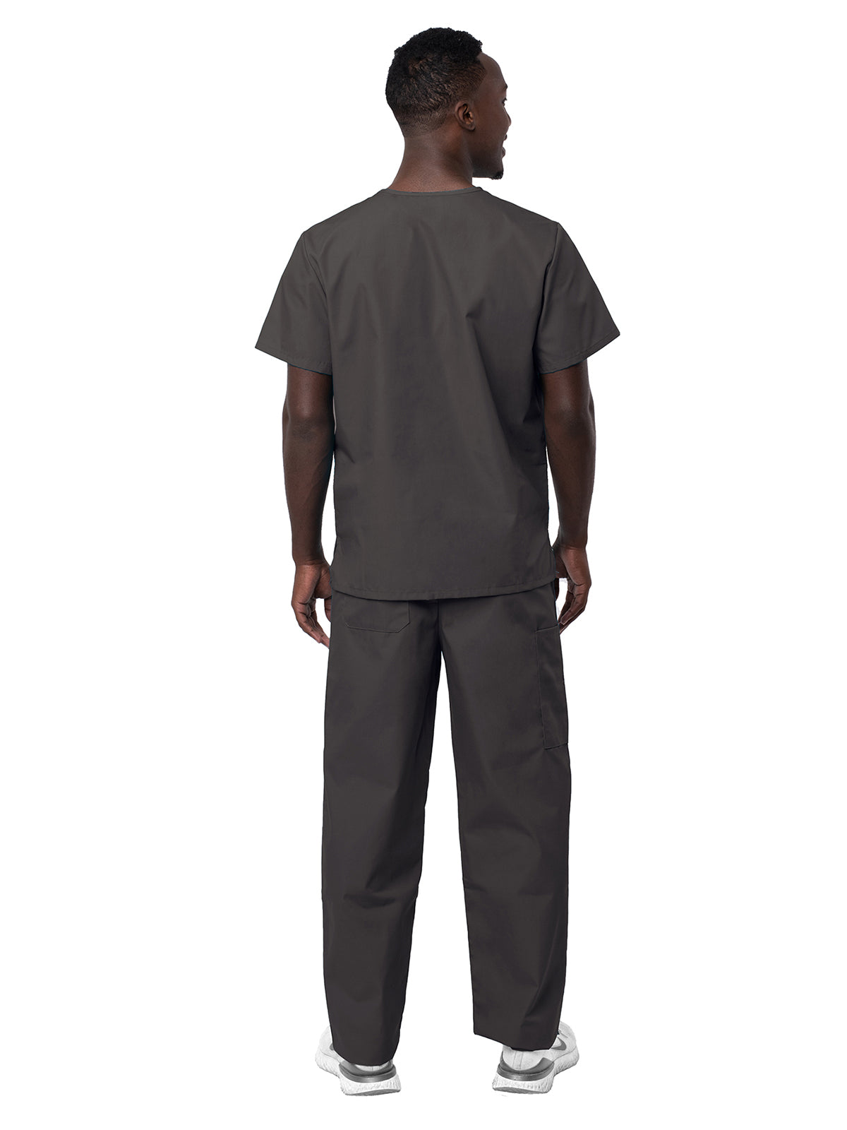 Unisex V-Neck Top Drawstring Pant Scrub Set - S8400 - Charcoal