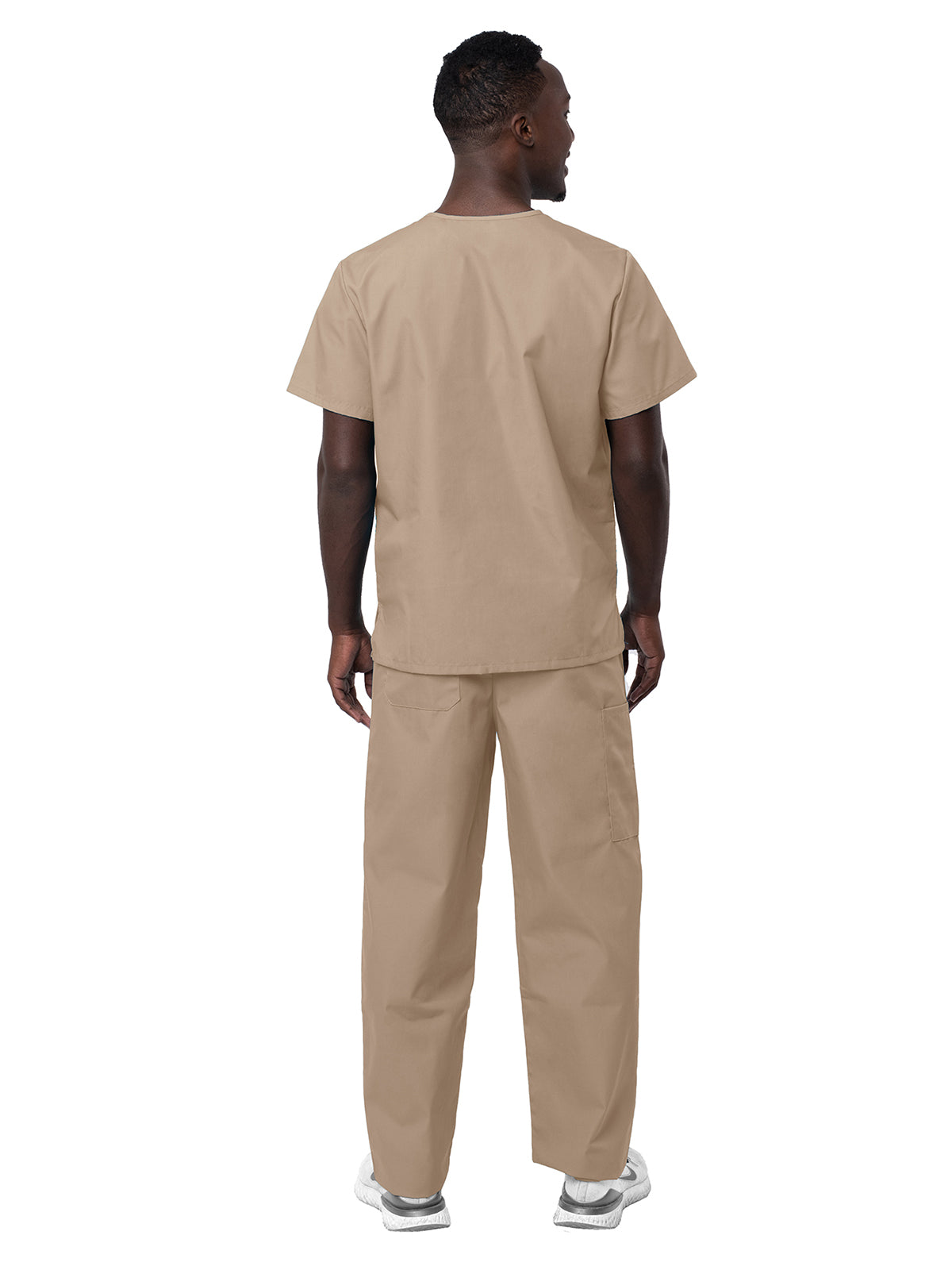 Unisex V-Neck Top Drawstring Pant Scrub Set - S8400 - Khaki