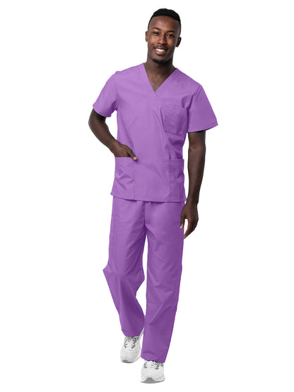 Unisex V-Neck Top Drawstring Pant Scrub Set - S8400 - Lavender