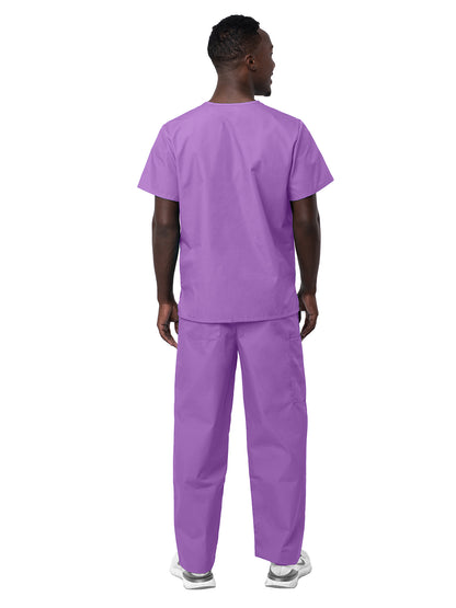 Unisex V-Neck Top Drawstring Pant Scrub Set - S8400 - Lavender