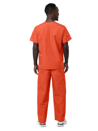 Unisex V-Neck Top Drawstring Pant Scrub Set - S8400 - Mandarin Orange