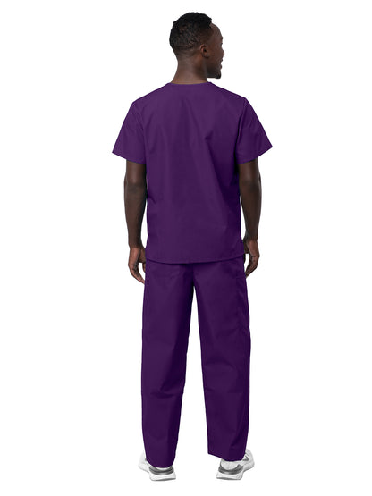 Unisex V-Neck Top Drawstring Pant Scrub Set - S8400 - Purple