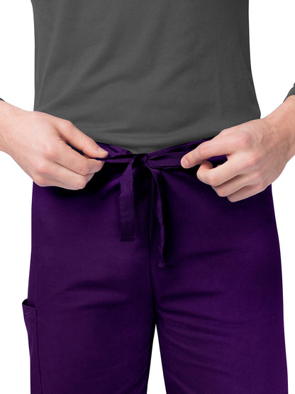 Unisex V-Neck Top Drawstring Pant Scrub Set - S8400 - Purple