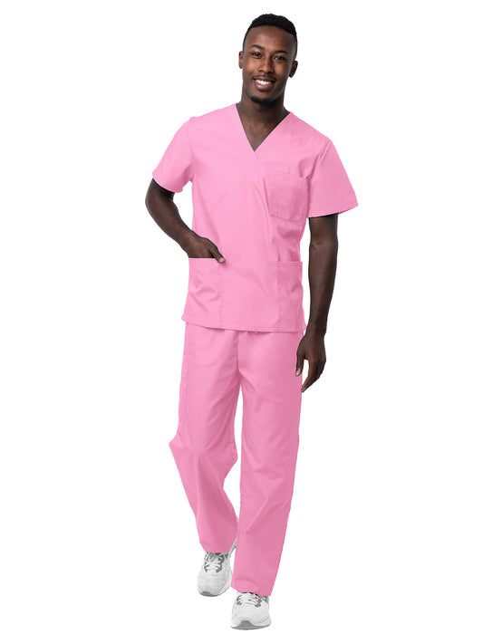 Unisex V-Neck Top Drawstring Pant Scrub Set - S8400 - Sherbet