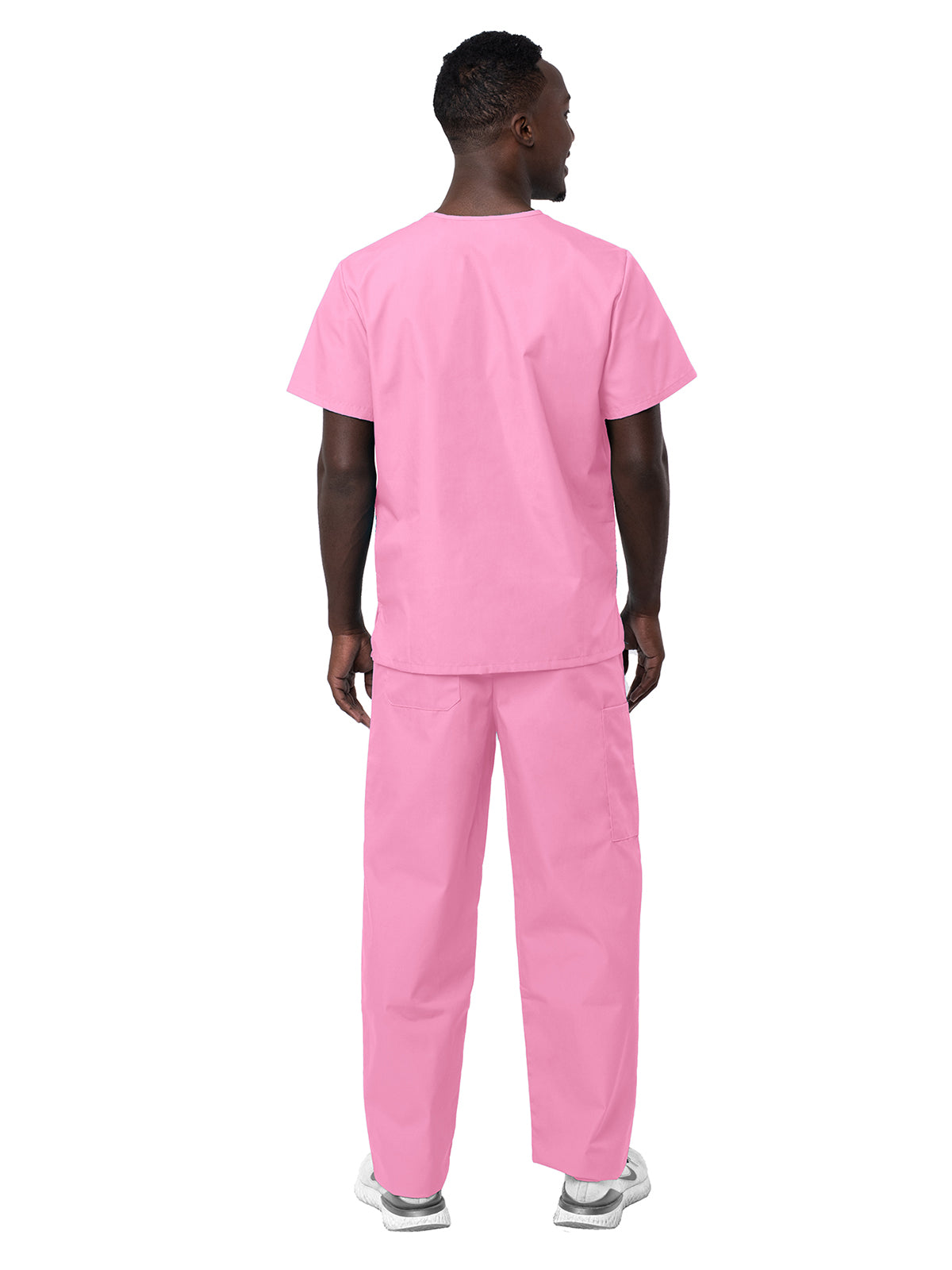 Unisex V-Neck Top Drawstring Pant Scrub Set - S8400 - Sherbet