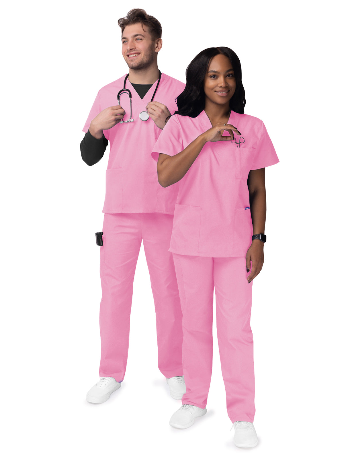 Unisex V-Neck Top Drawstring Pant Scrub Set - S8400 - Sherbet