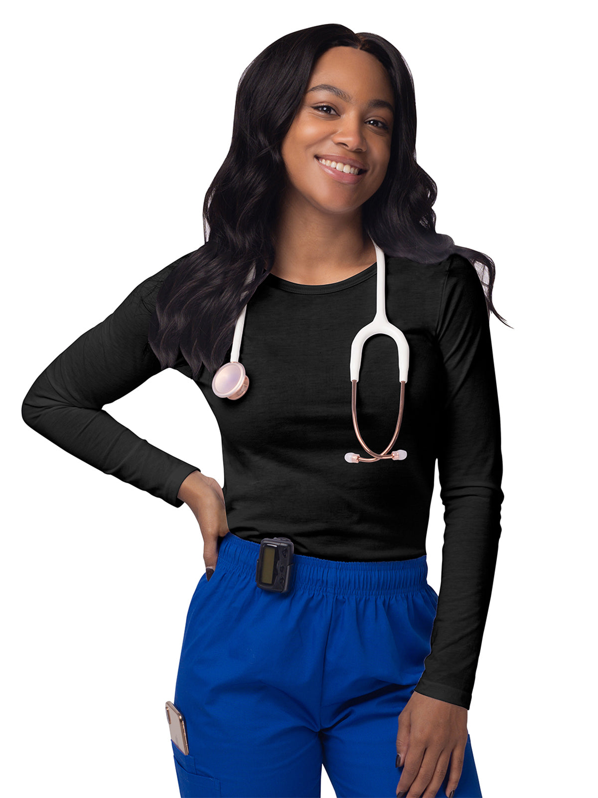 Women's Long Sleeve Underscrub Tee - S8500 - Black